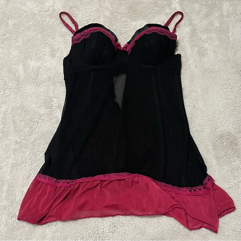 Black And Pink Babydoll Lingerie Top